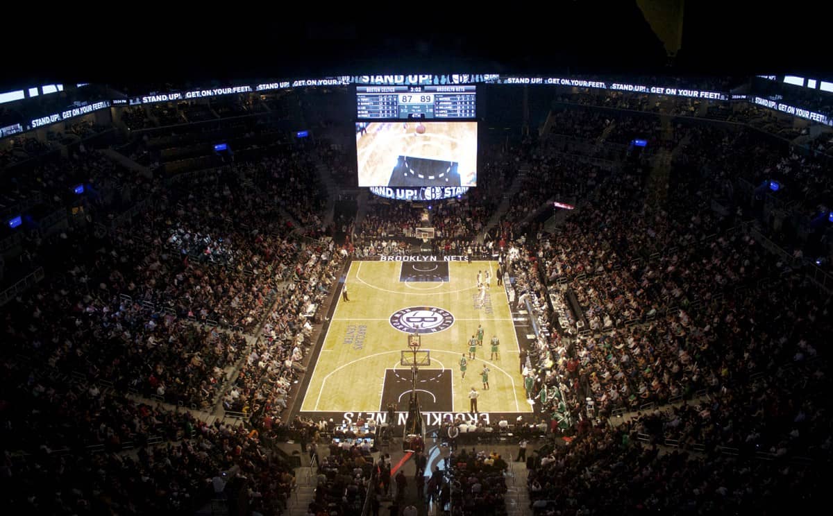 Brooklyn Net basketball area lightning.